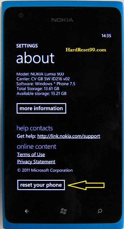Nokia factory reset from settings